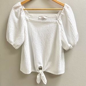 LOFT White Tie Waist Top
